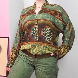 Vintage 90s Carole Little Mixed Print Bomber Shacket